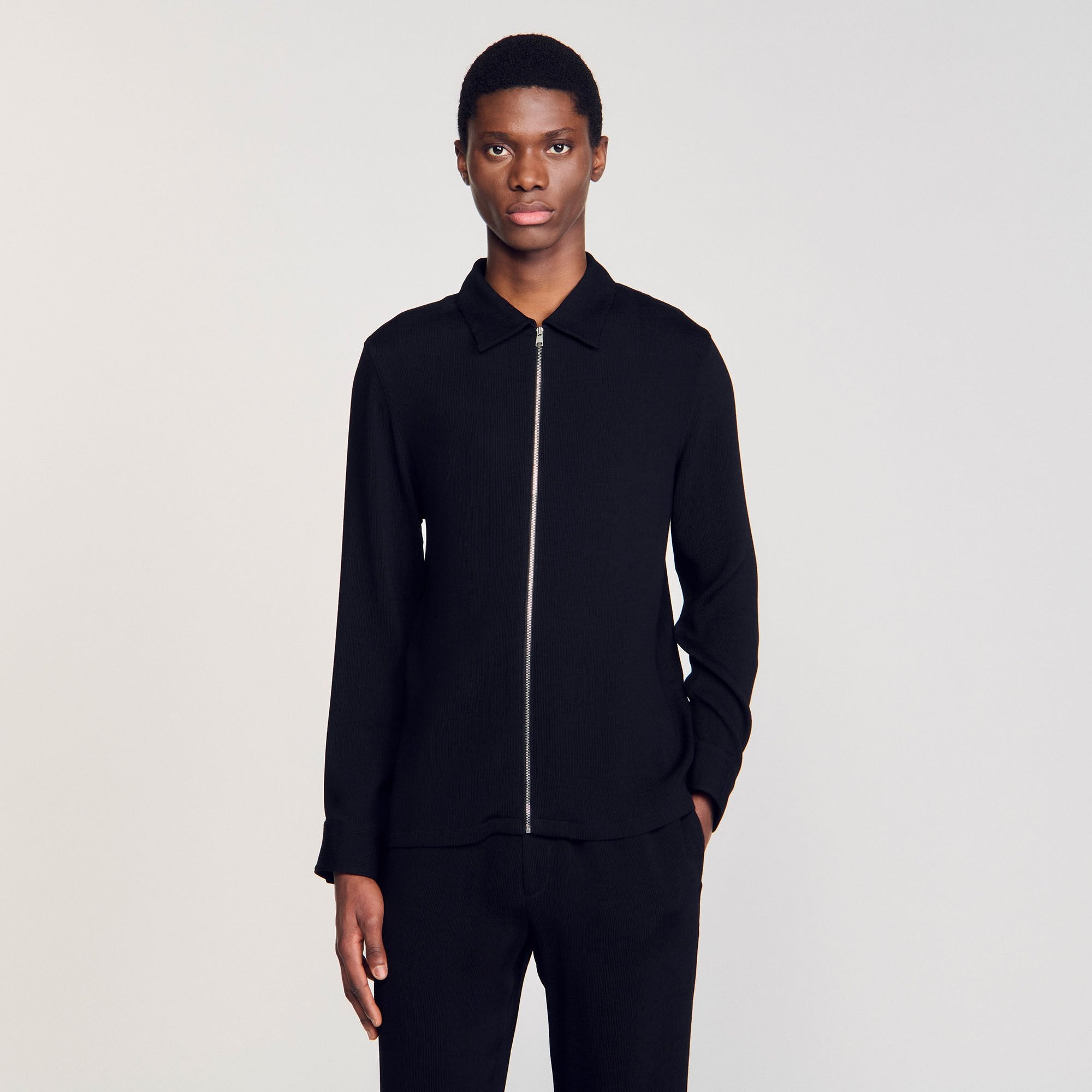 Pleated shirt Black Sandro Men
