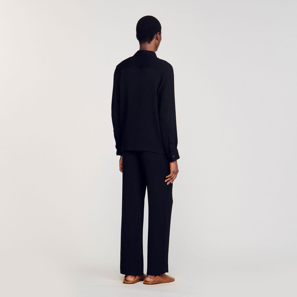 Pleated shirt Black Sandro Men