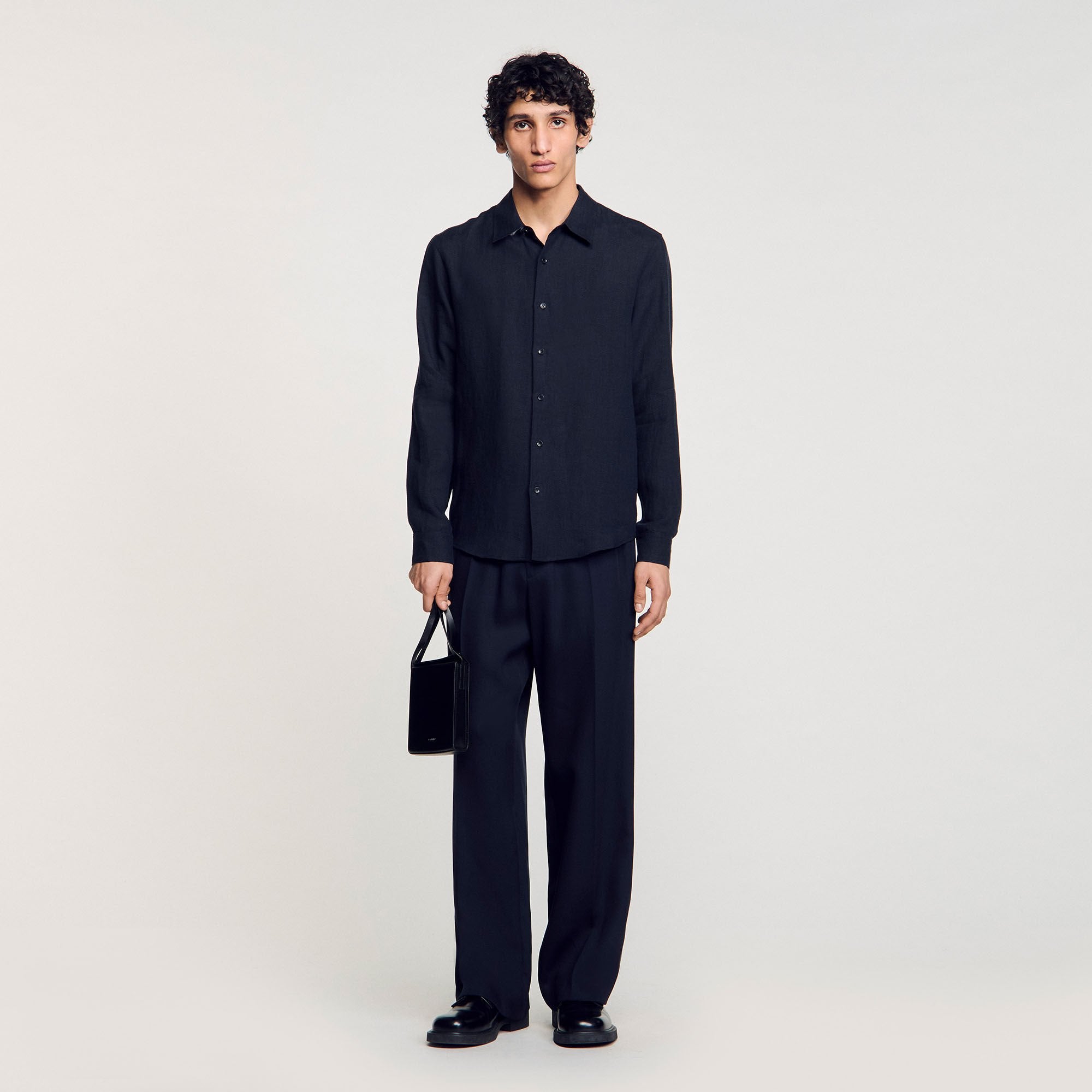 Linen shirt Navy Blue Sandro Men