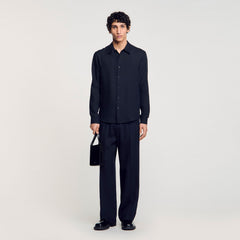 Linen shirt Navy Blue Sandro Men