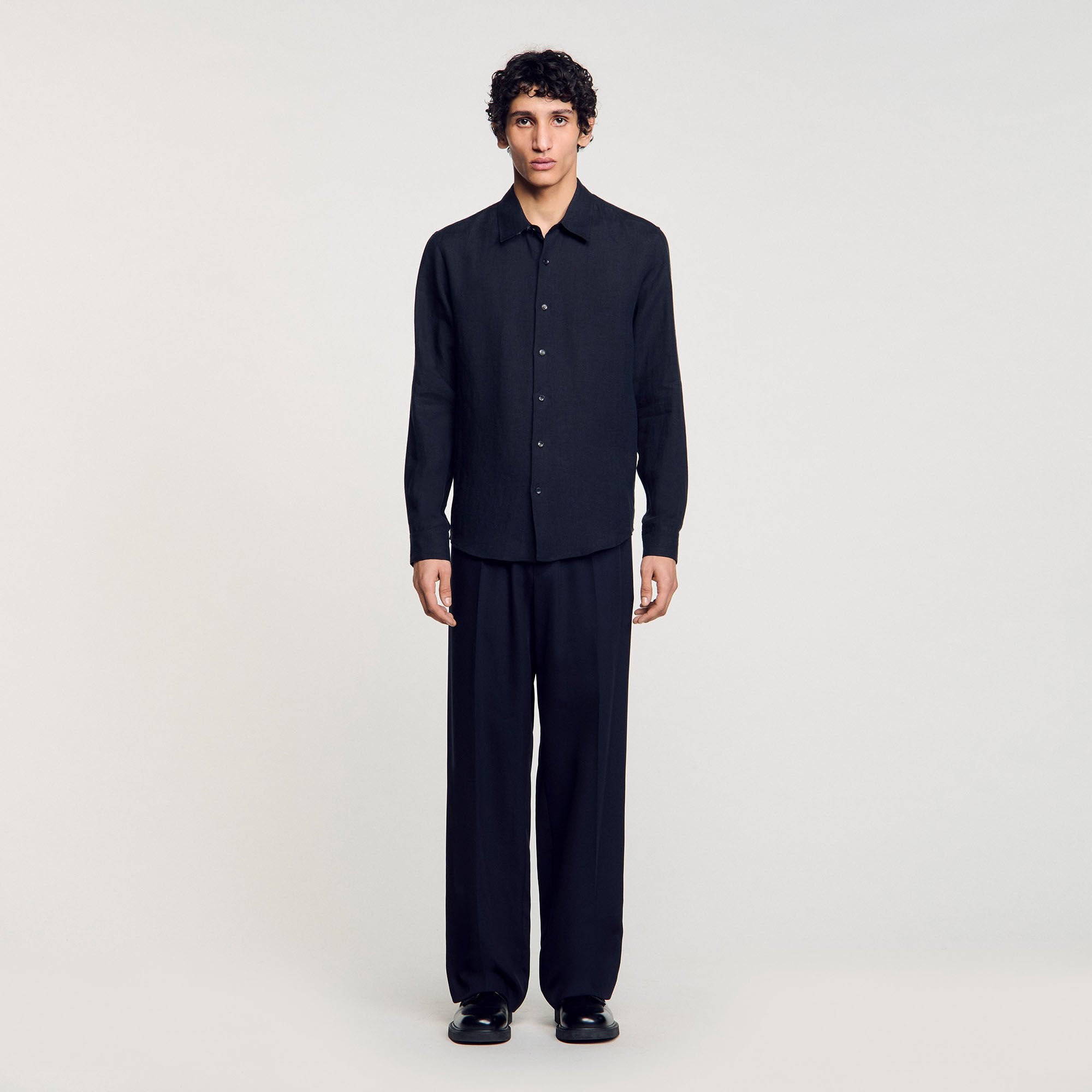 Linen shirt Navy Blue Sandro Men