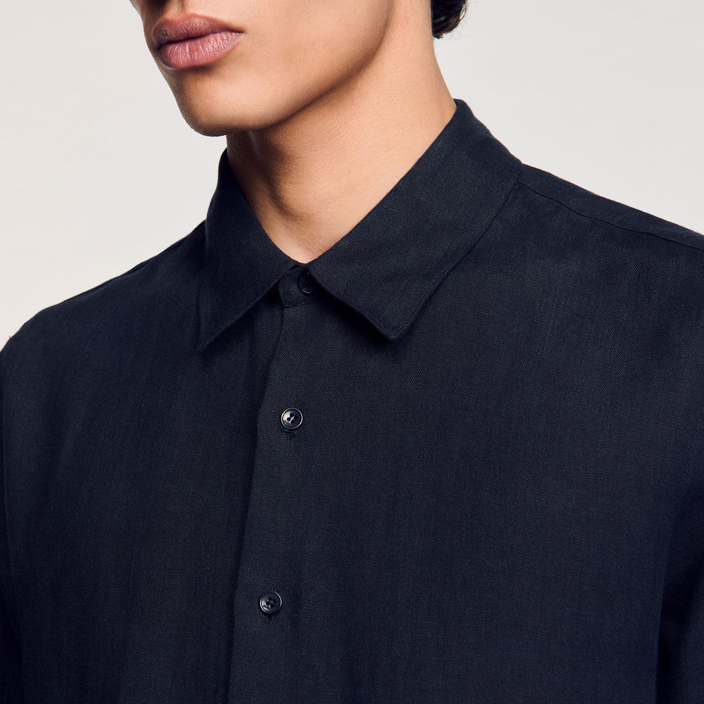 Linen shirt Navy Blue Sandro Men