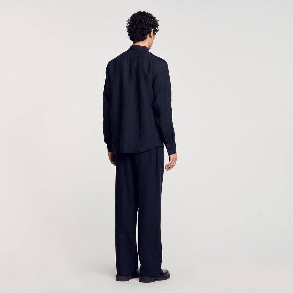 Linen shirt Navy Blue Sandro Men