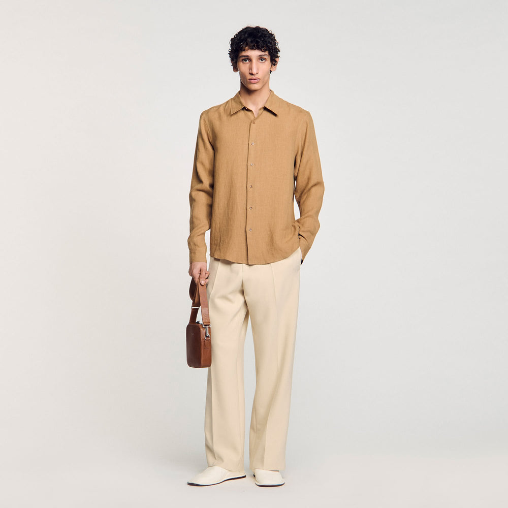 Linen shirt Dark Sand Sandro Men