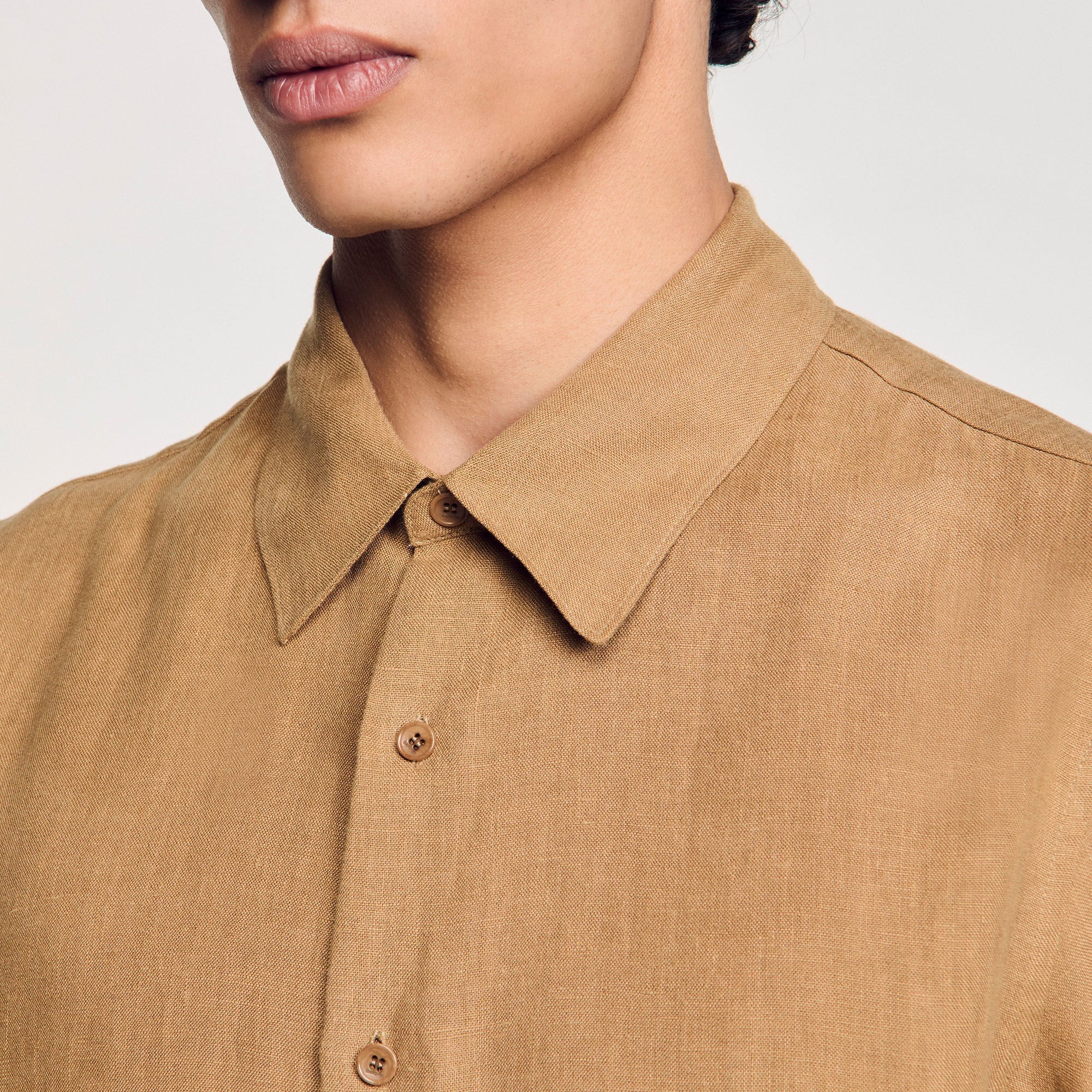 Linen shirt Dark Sand Sandro Men