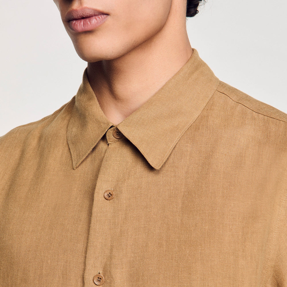 Linen shirt Dark Sand Sandro Men