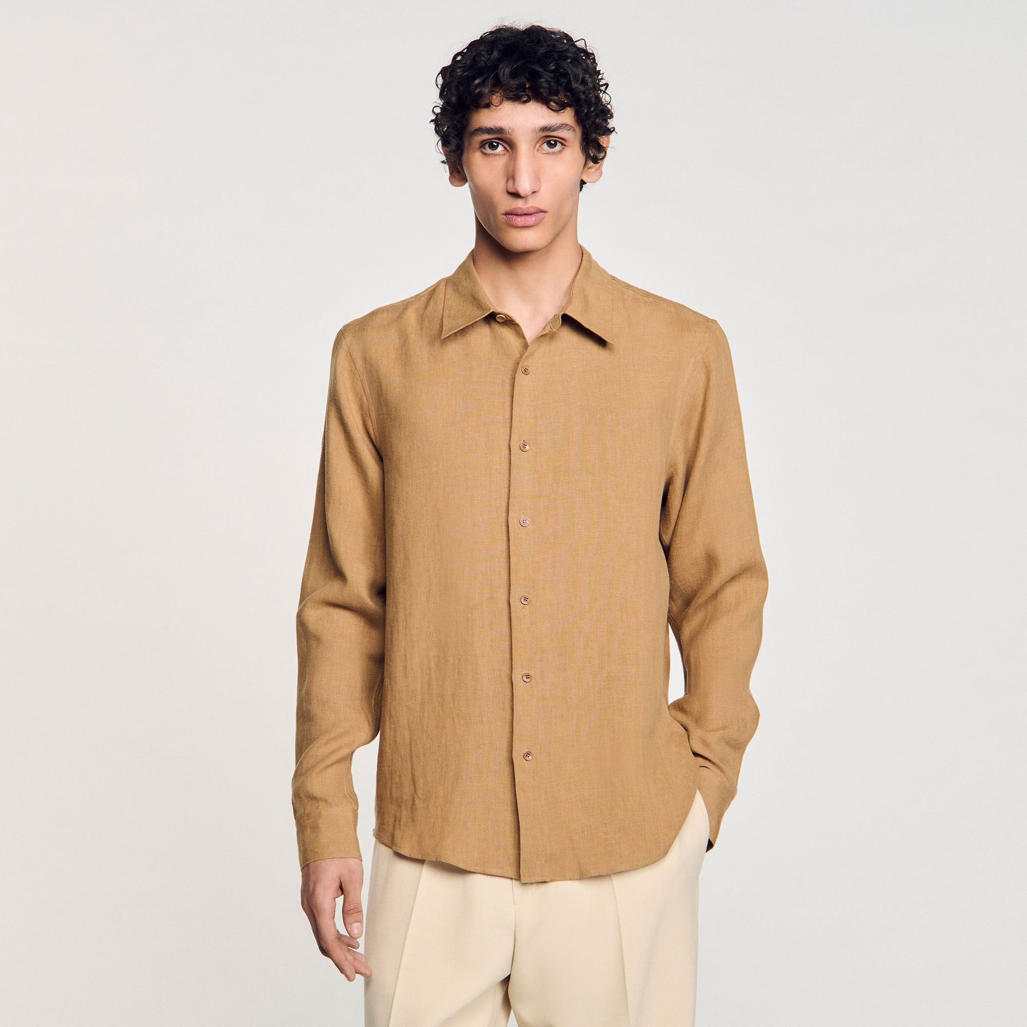 Linen shirt Dark Sand Sandro Men