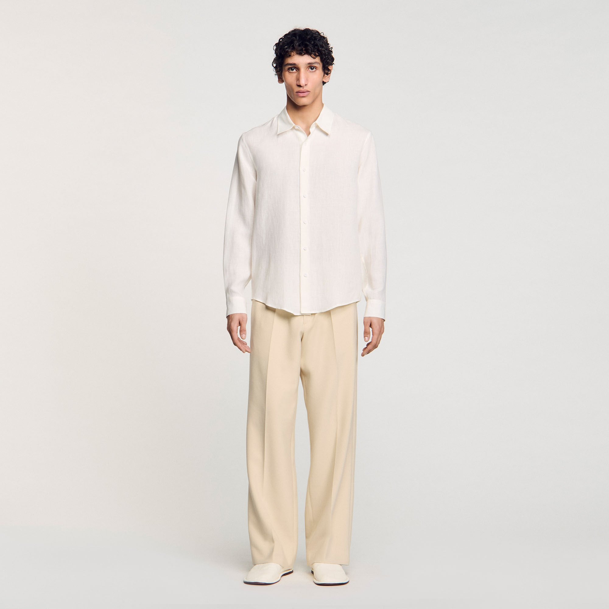 Linen shirt Ivory. Sandro Men
