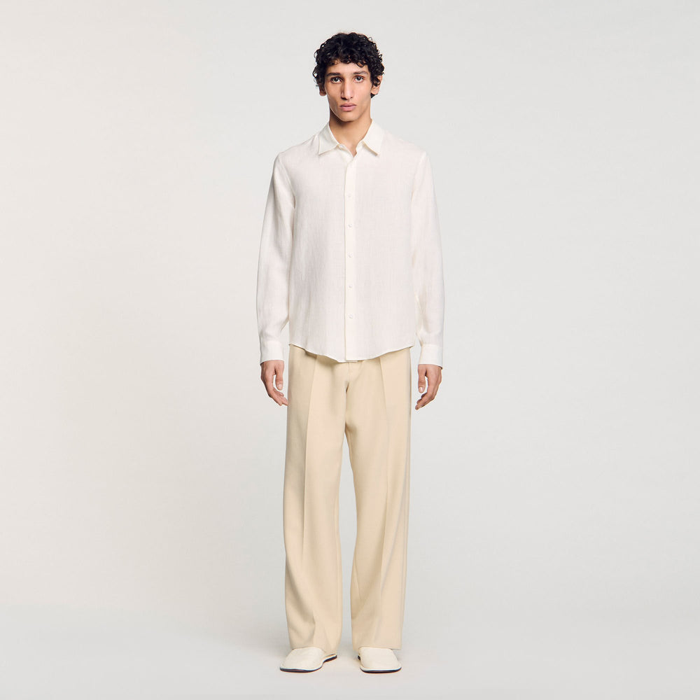 Linen shirt Ivory. Sandro Men