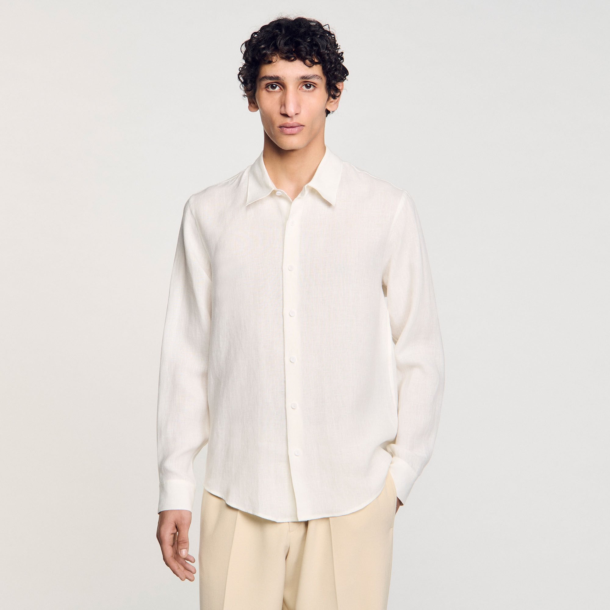 Linen shirt Ivory. Sandro Men