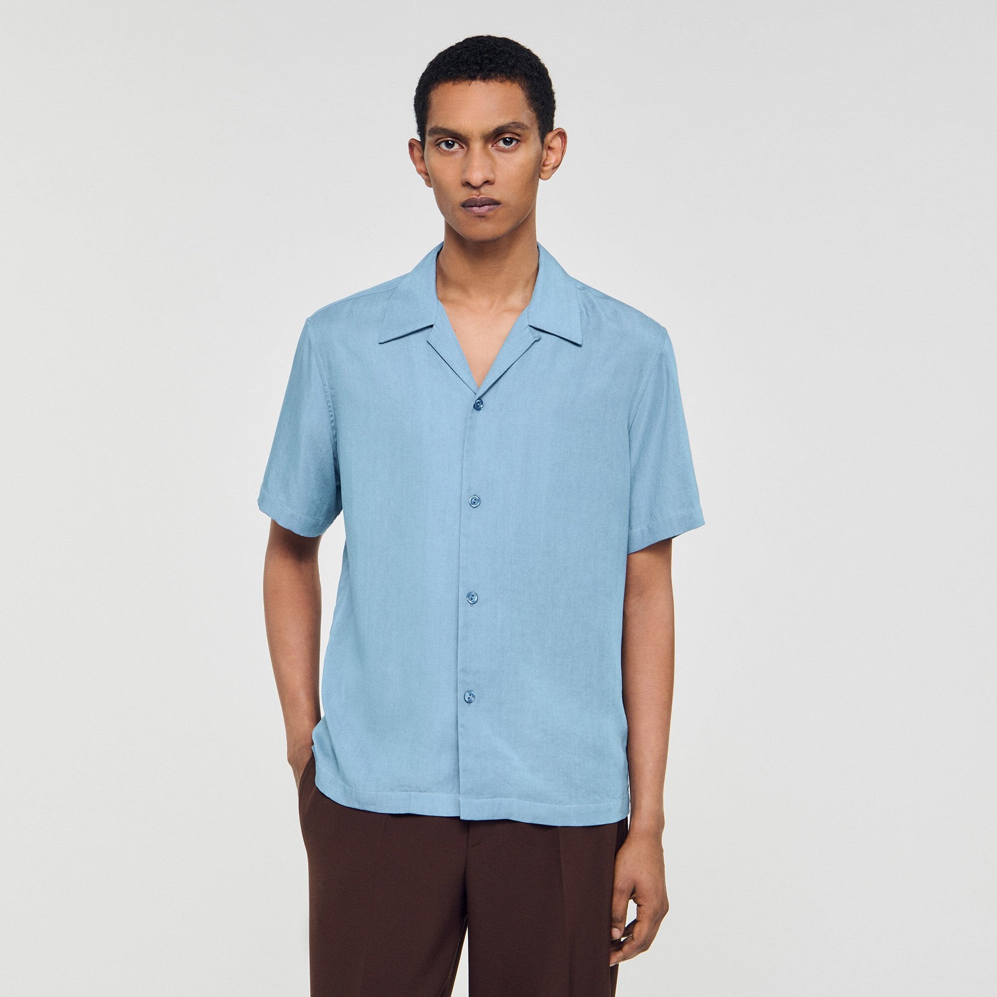Short-sleeved shirt Chambray Sandro Men