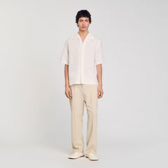 Cotton and linen shirt Ivory. Sandro Men
