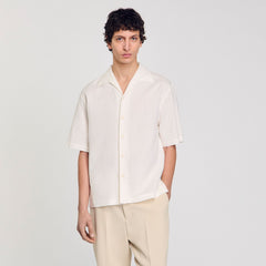 Cotton and linen shirt Ivory. Sandro Men