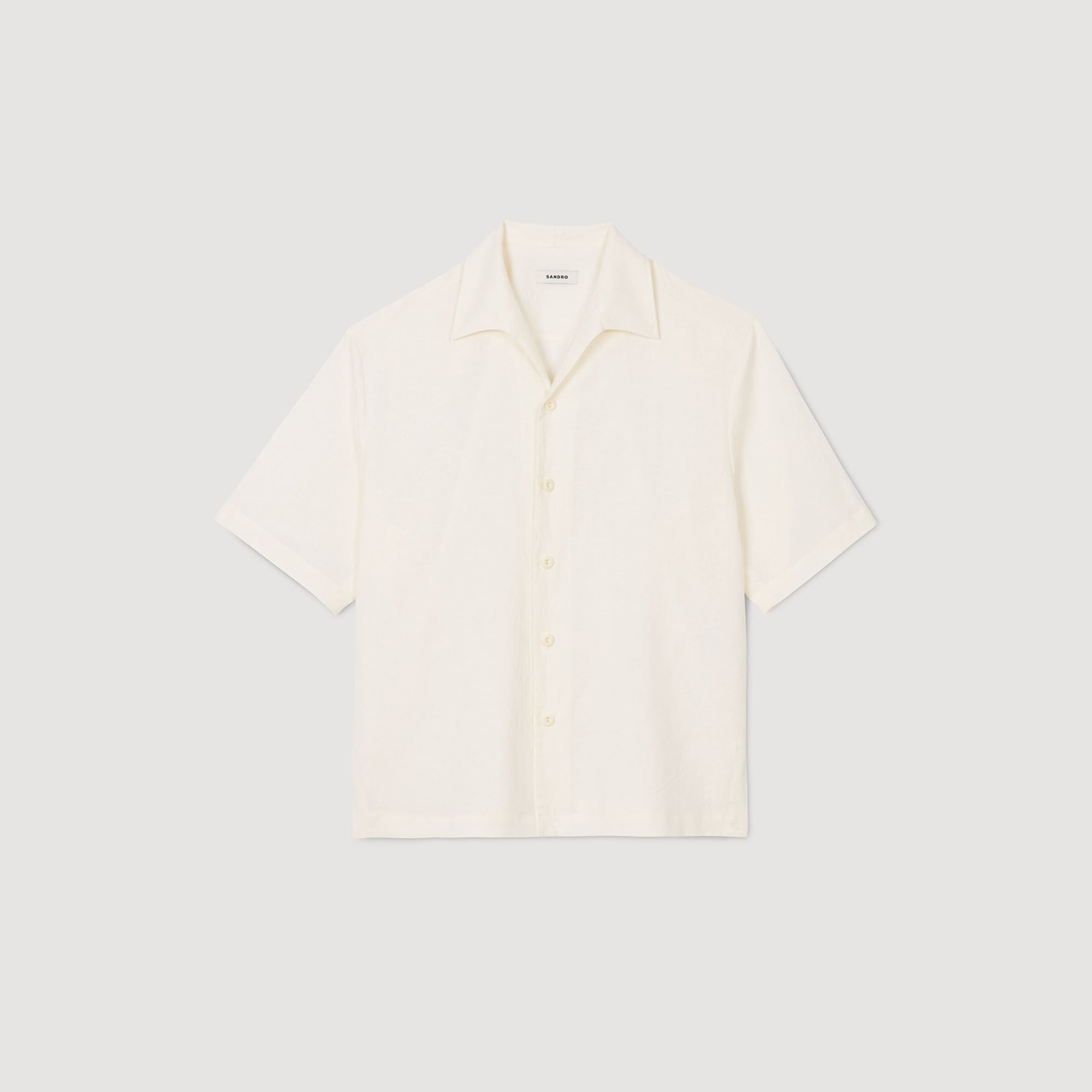 Cotton and linen shirt Ivory. Sandro Men