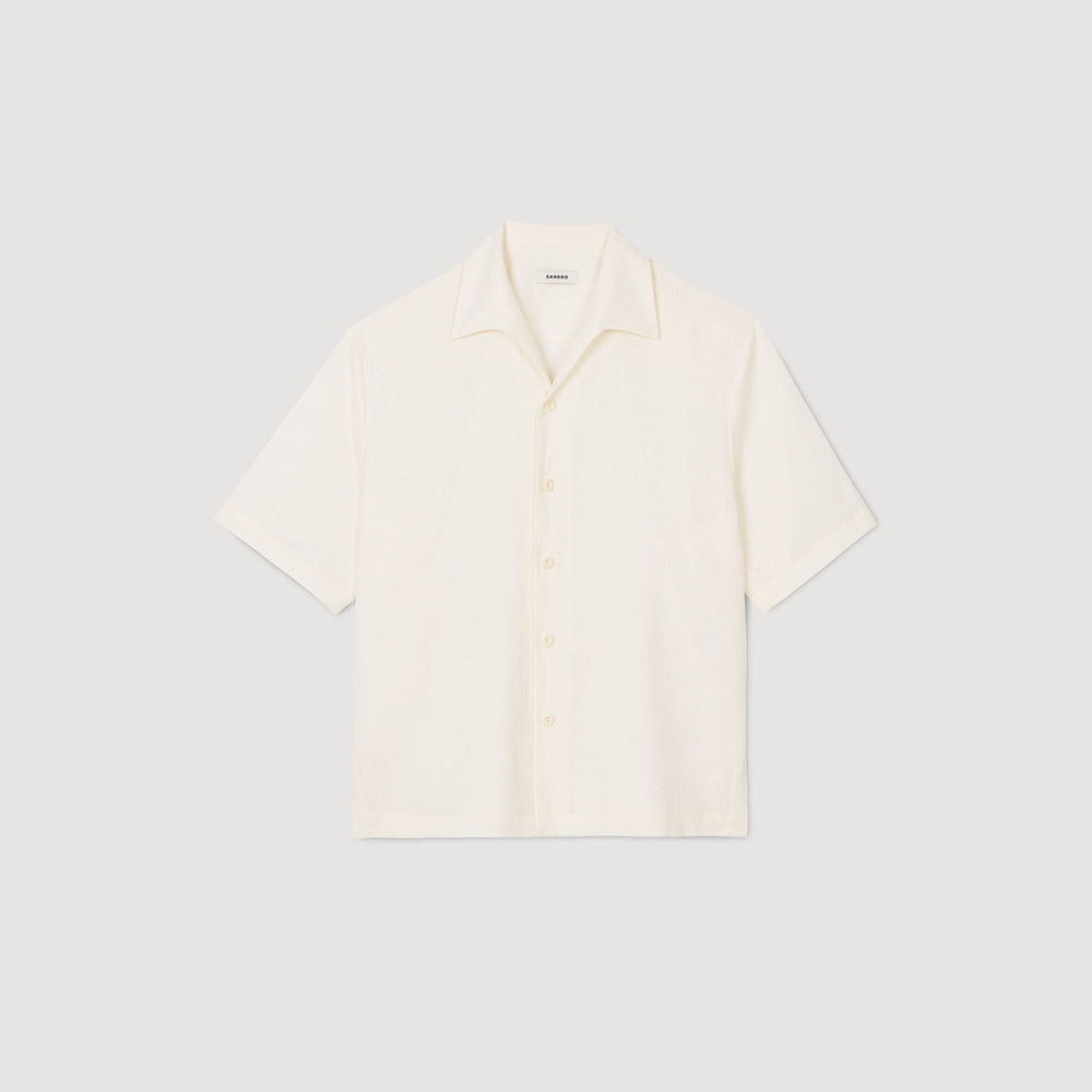 Cotton and linen shirt Ivory. Sandro Men