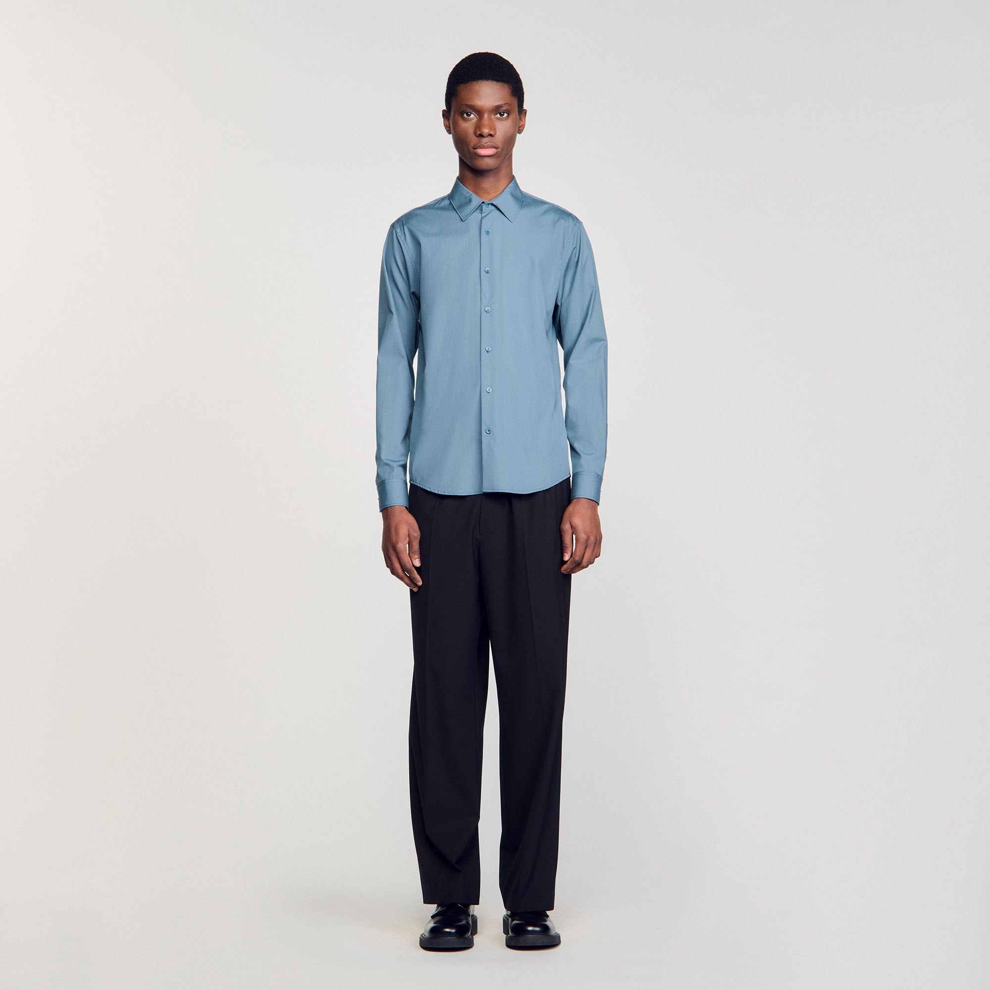 Plain shirt Thunderstorm Blue Sandro Men