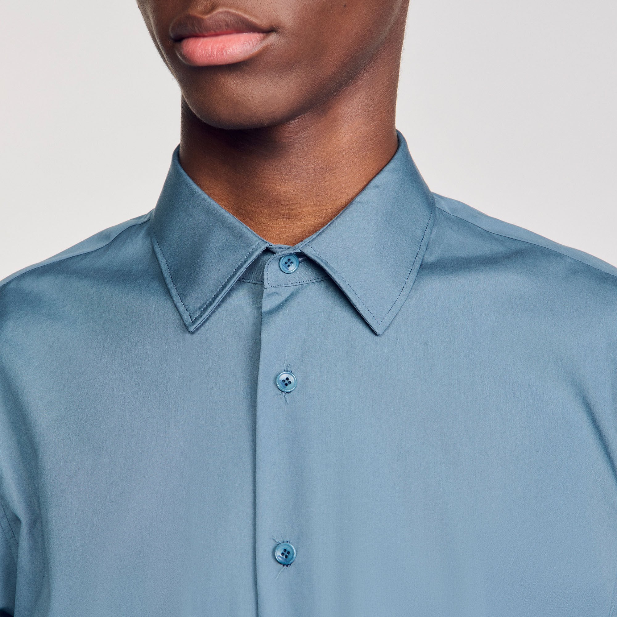 Plain shirt Thunderstorm Blue Sandro Men