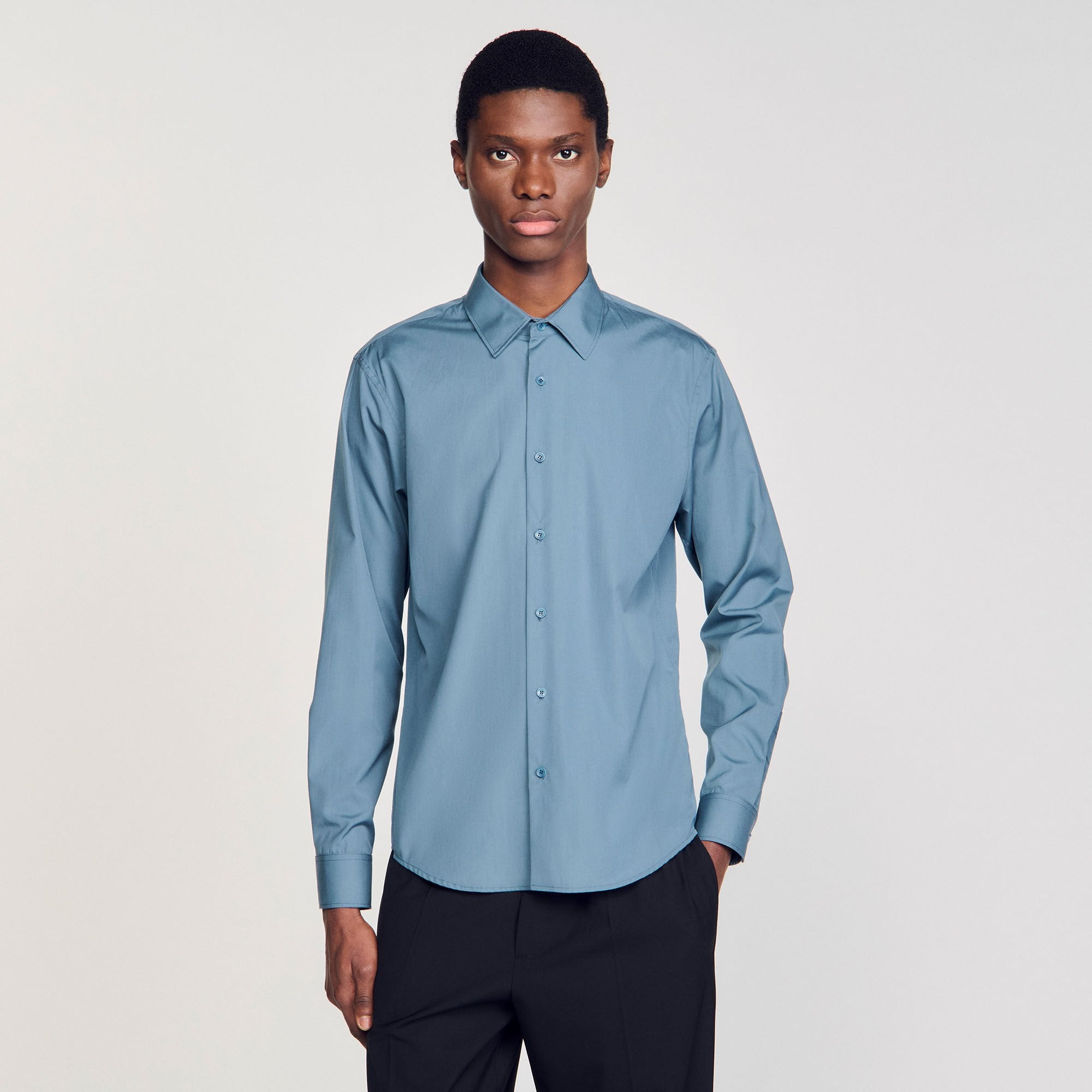 Plain shirt Thunderstorm Blue Sandro Men
