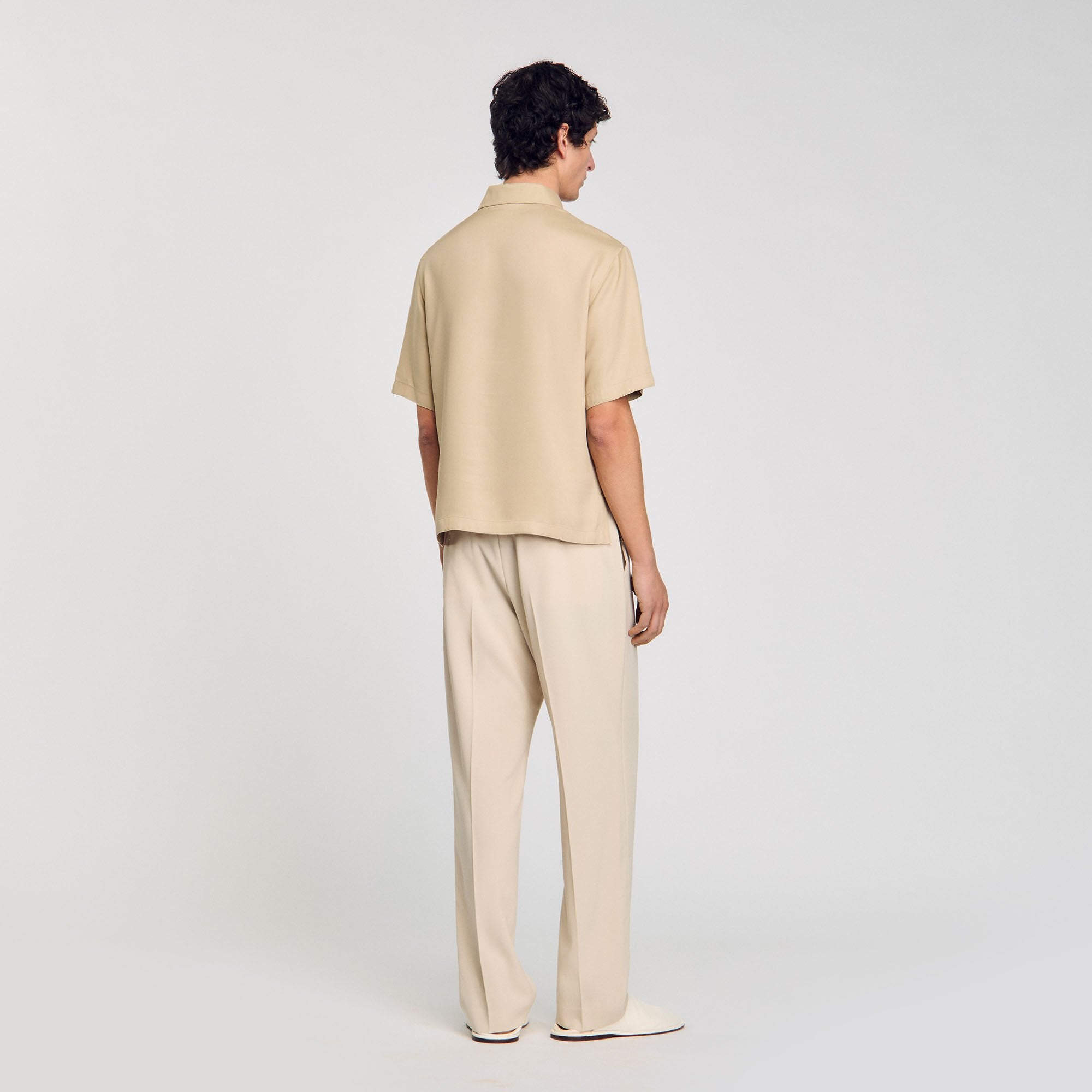 Zip-neck polo shirt Sand. Sandro Men