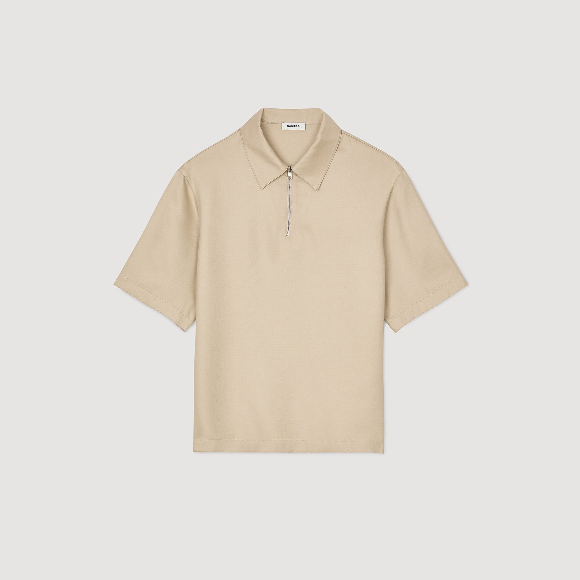 Zip-neck polo shirt Sand. Sandro Men