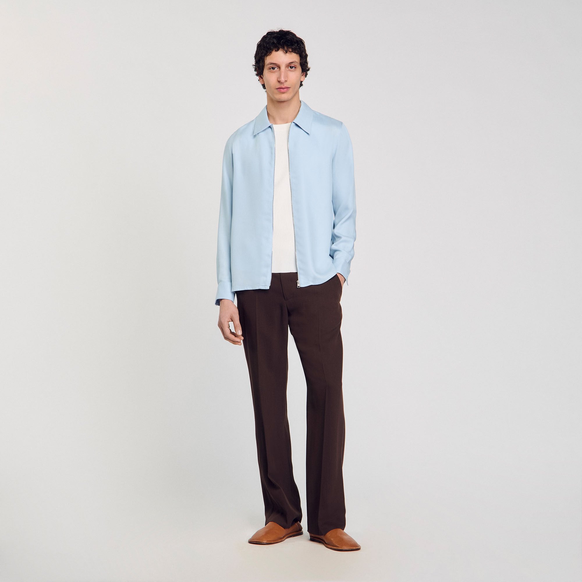 Zip-up shirt Blue Sky Sandro Men