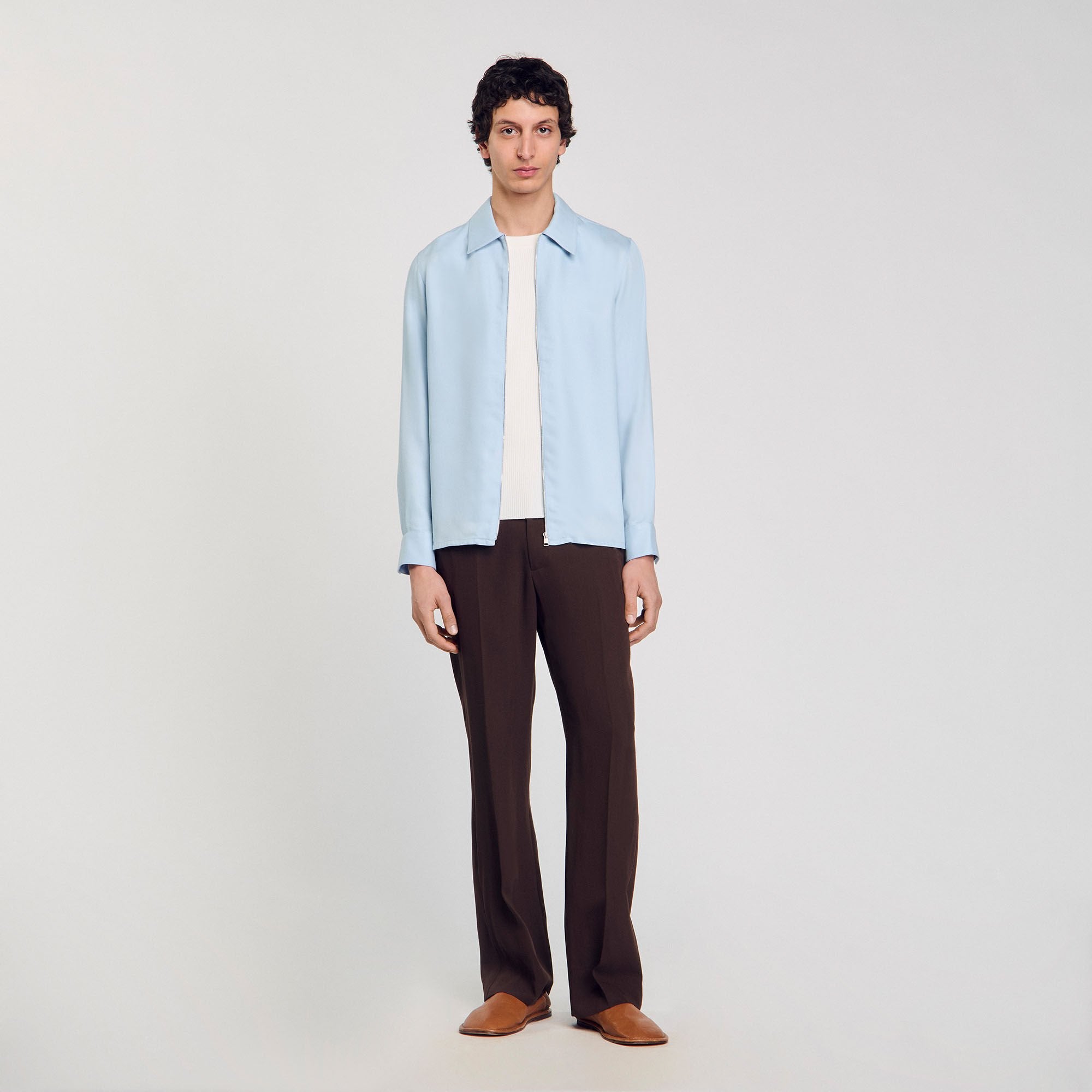 Zip-up shirt Blue Sky Sandro Men