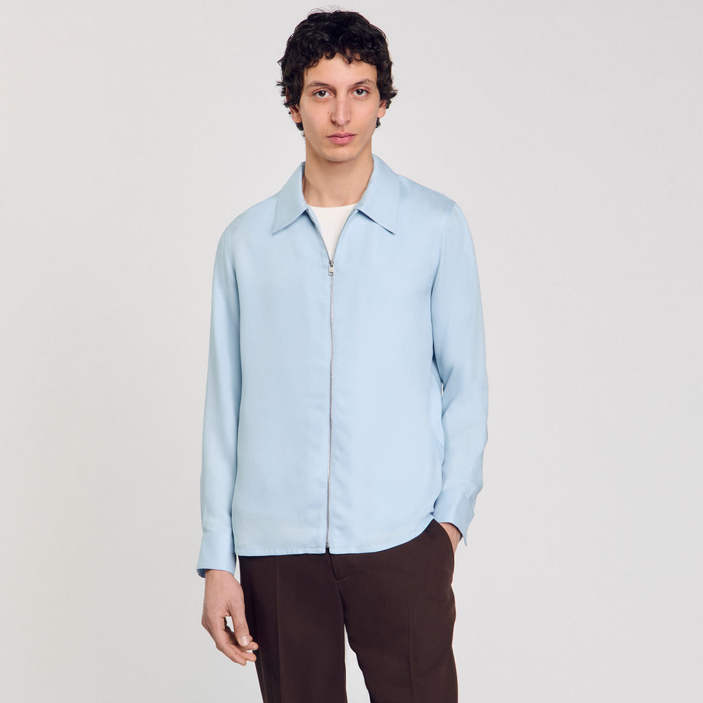Zip-up shirt Blue Sky Sandro Men