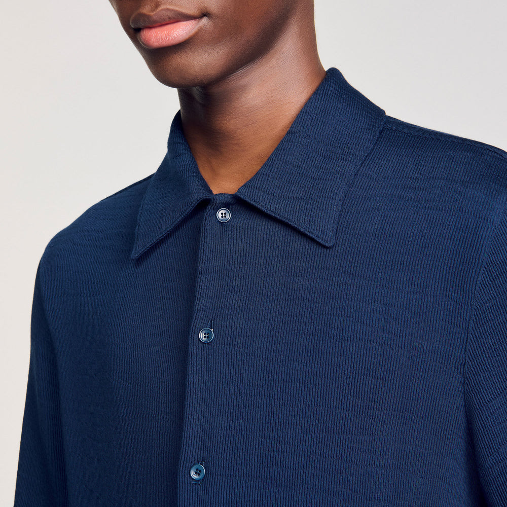 Crinkled shirt Royal Blue Sandro Men