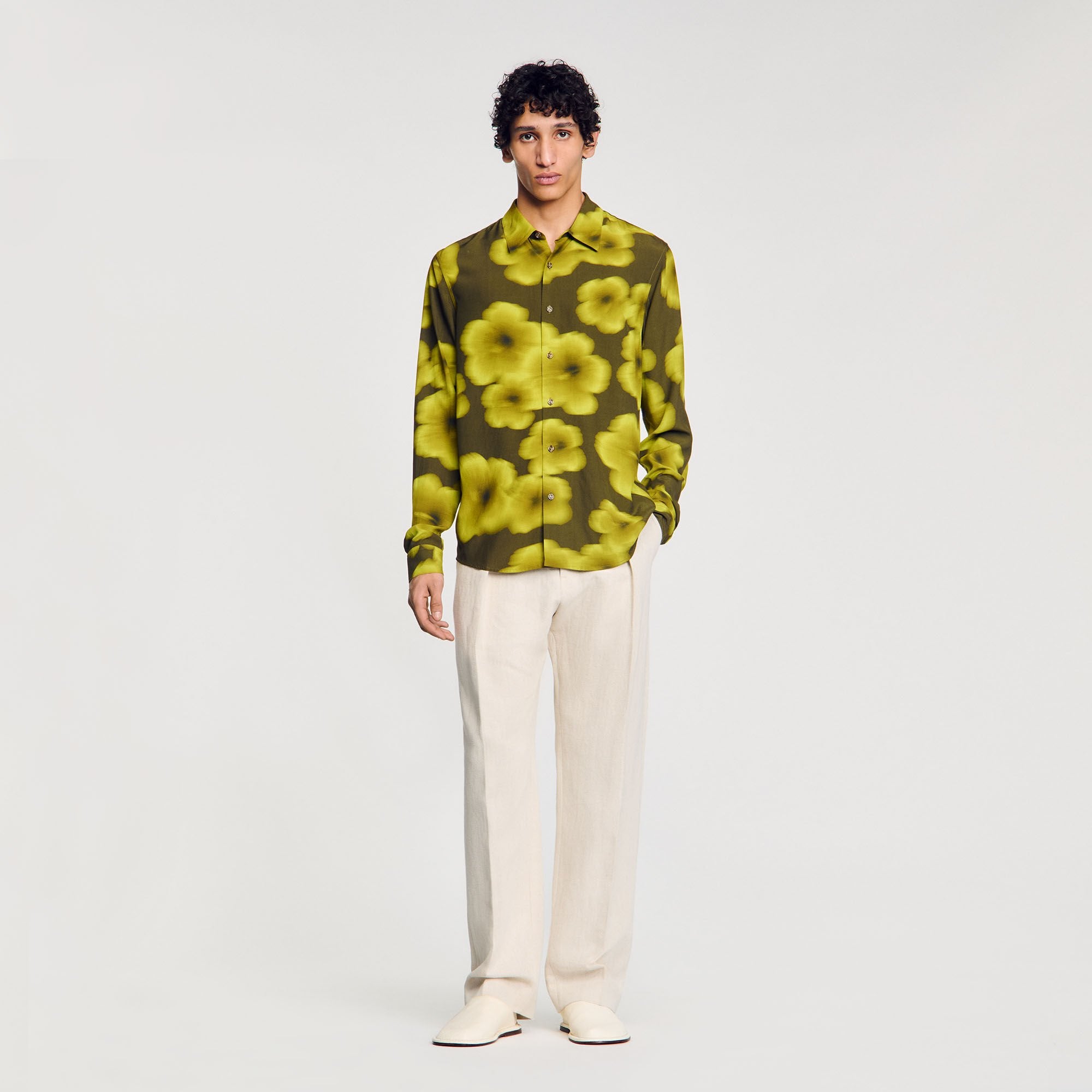 Loose-fit floral shirt Super Green Sandro Men