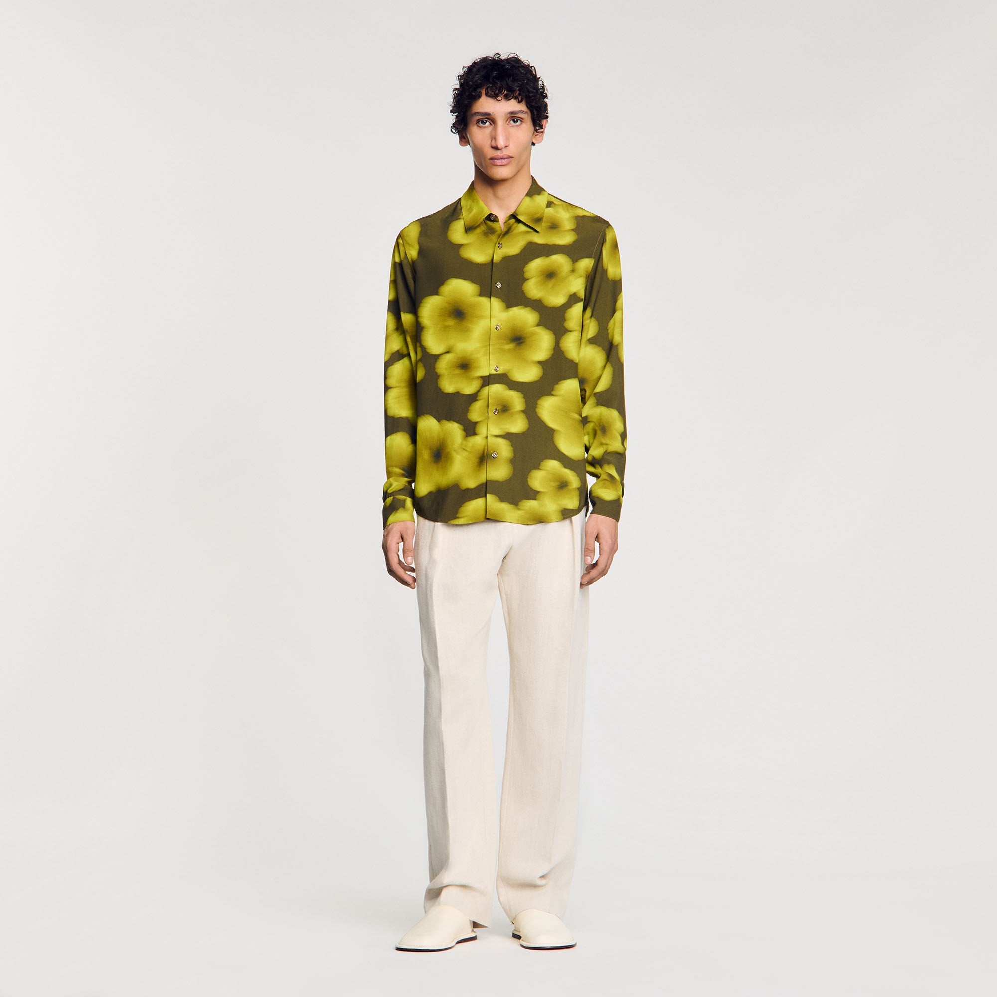 Loose-fit floral shirt Super Green Sandro Men