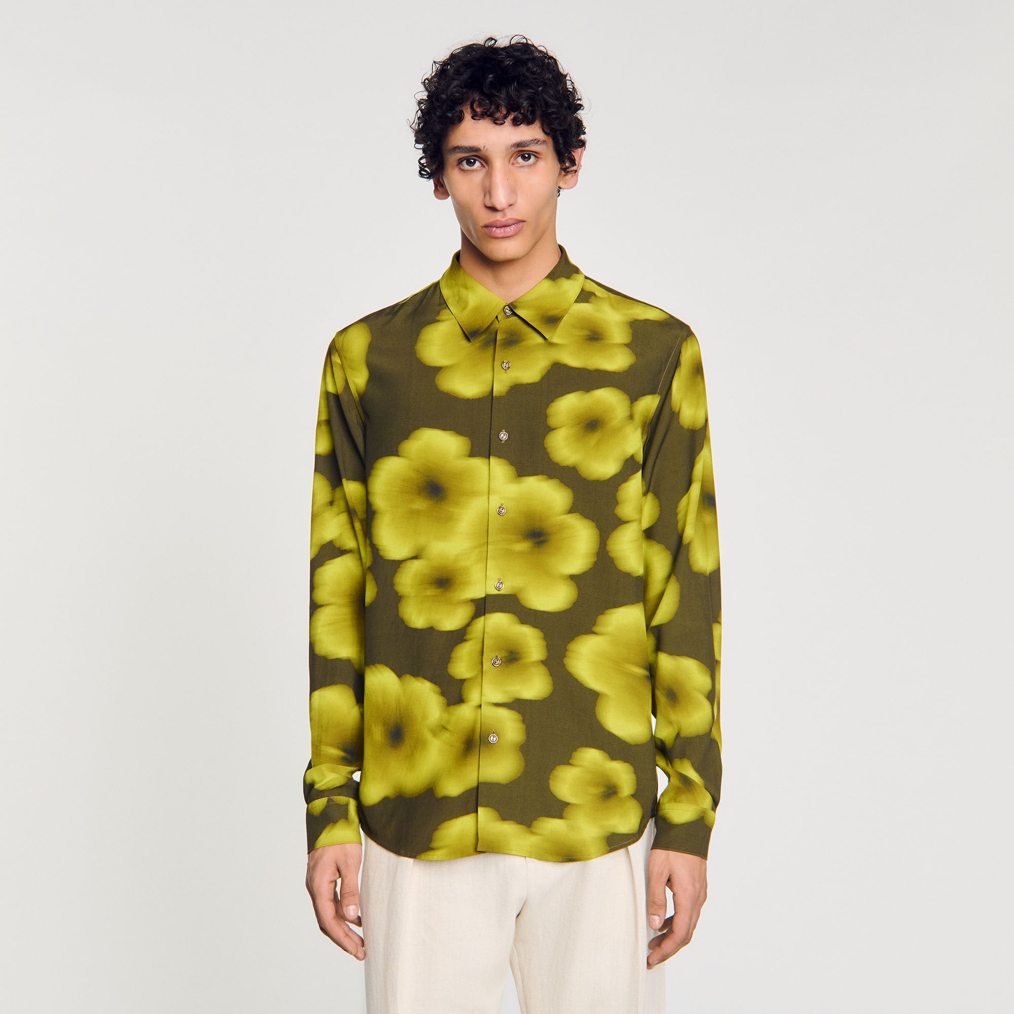 Loose-fit floral shirt Super Green Sandro Men