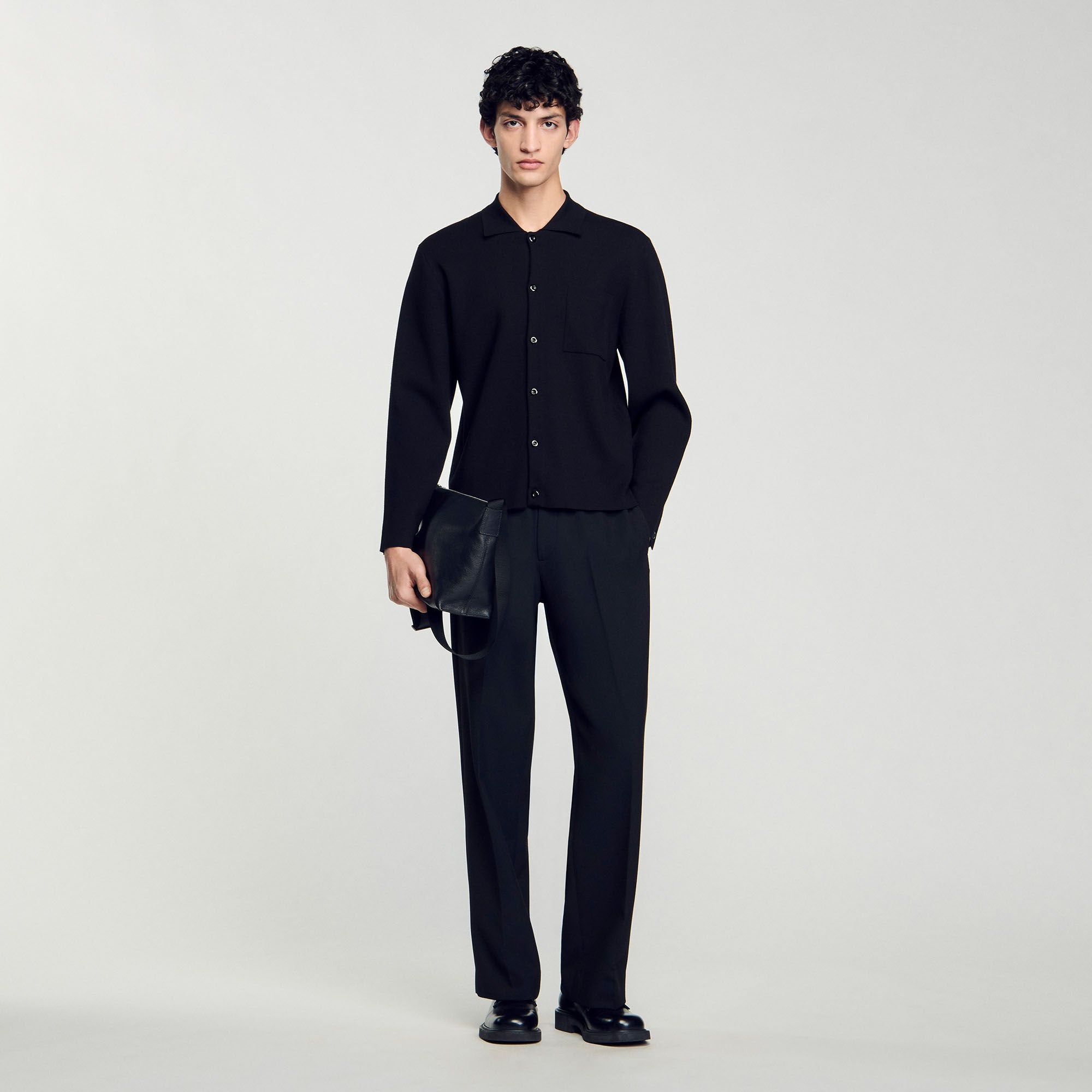 Button-down cardigan Black Sandro Men