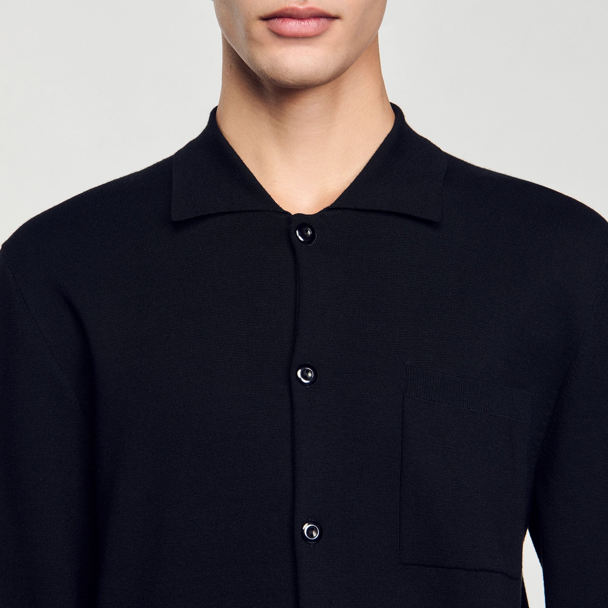 Button-down cardigan Black Sandro Men