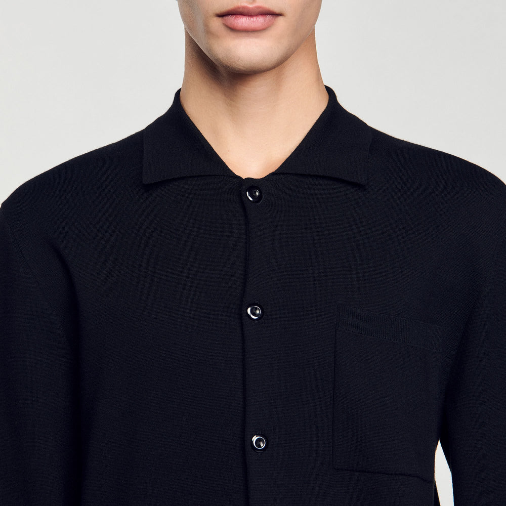 Button-down cardigan Black Sandro Men