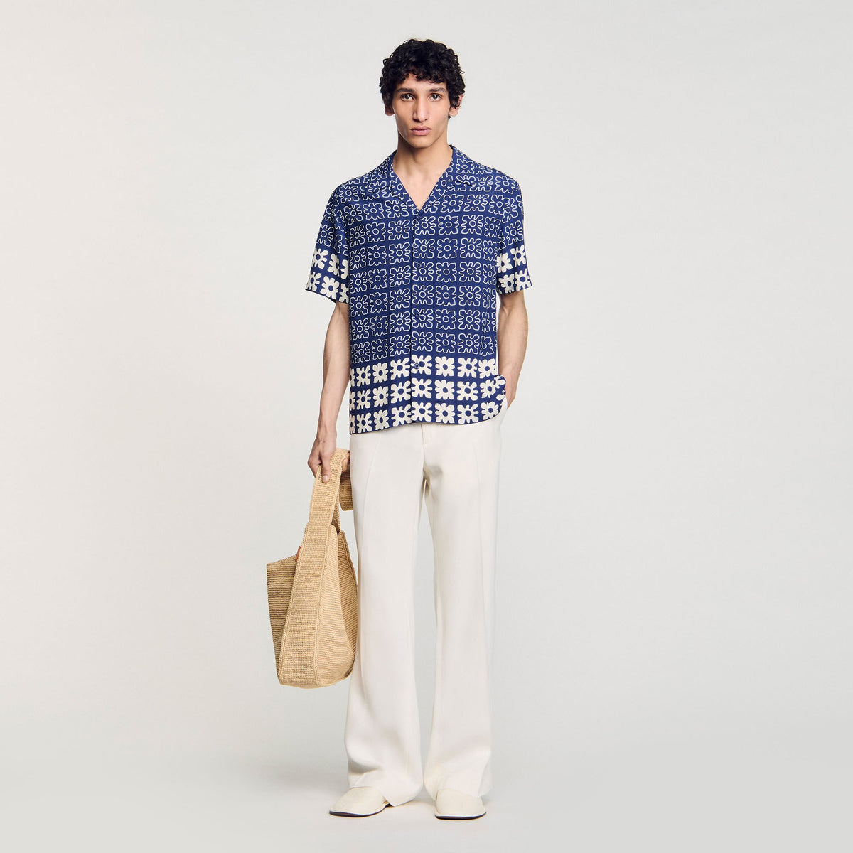 Floral motif shirt Midnight Blue Sandro Men