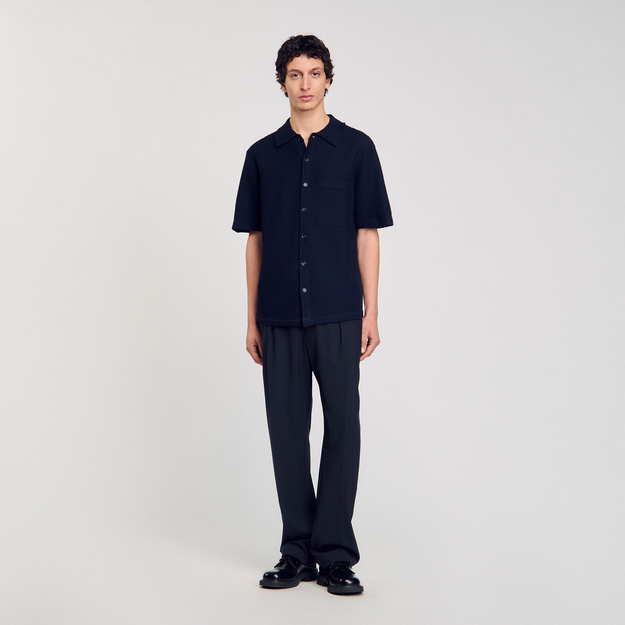 Waffled shirt Midnight Blue Sandro Men