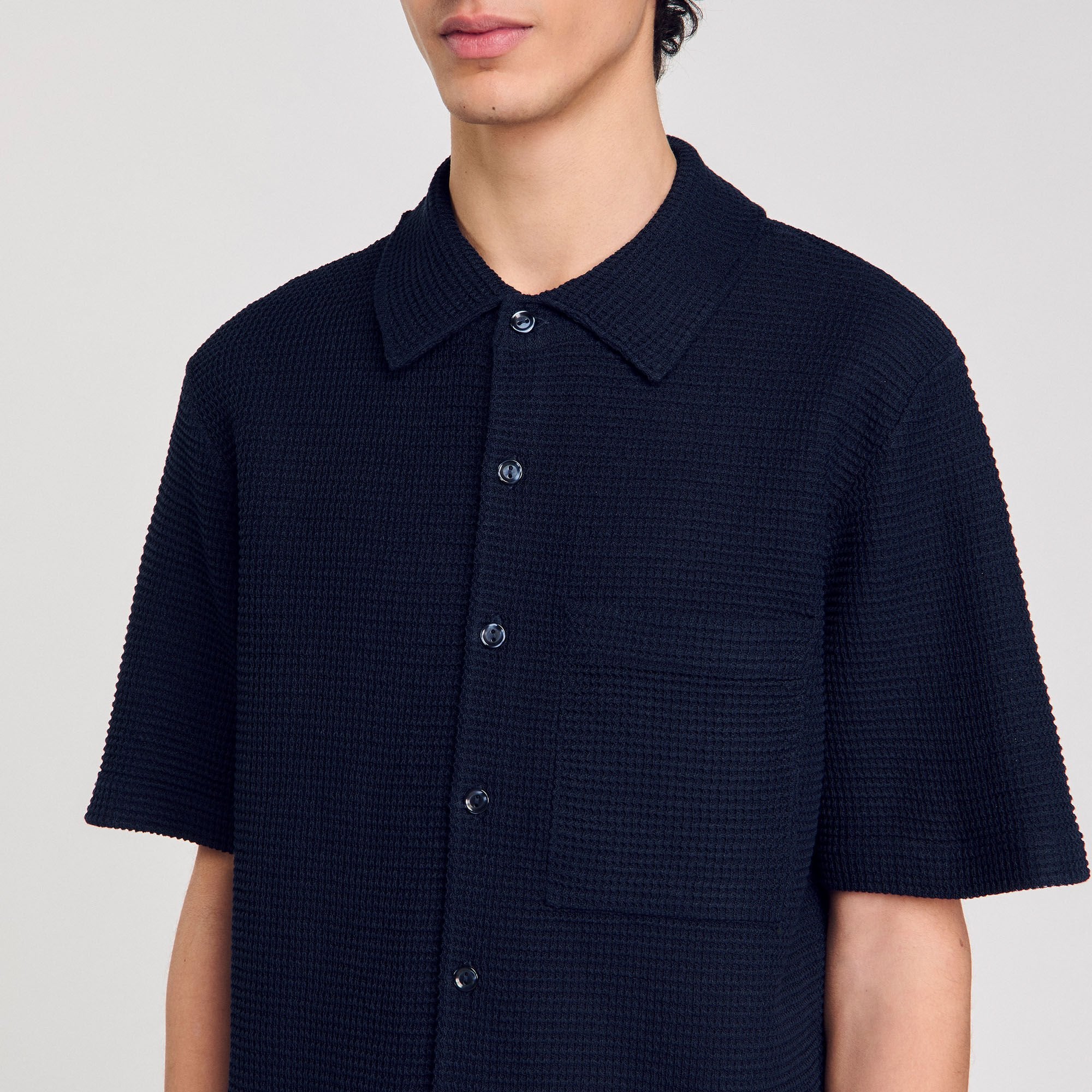 Waffled shirt Midnight Blue Sandro Men