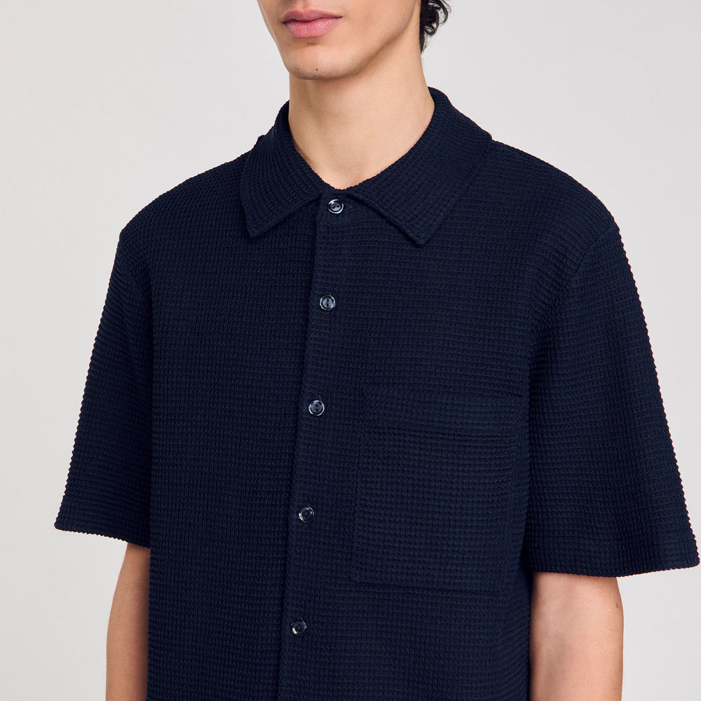 Waffled shirt Midnight Blue Sandro Men