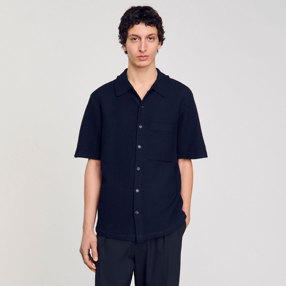 Waffled shirt Midnight Blue Sandro Men