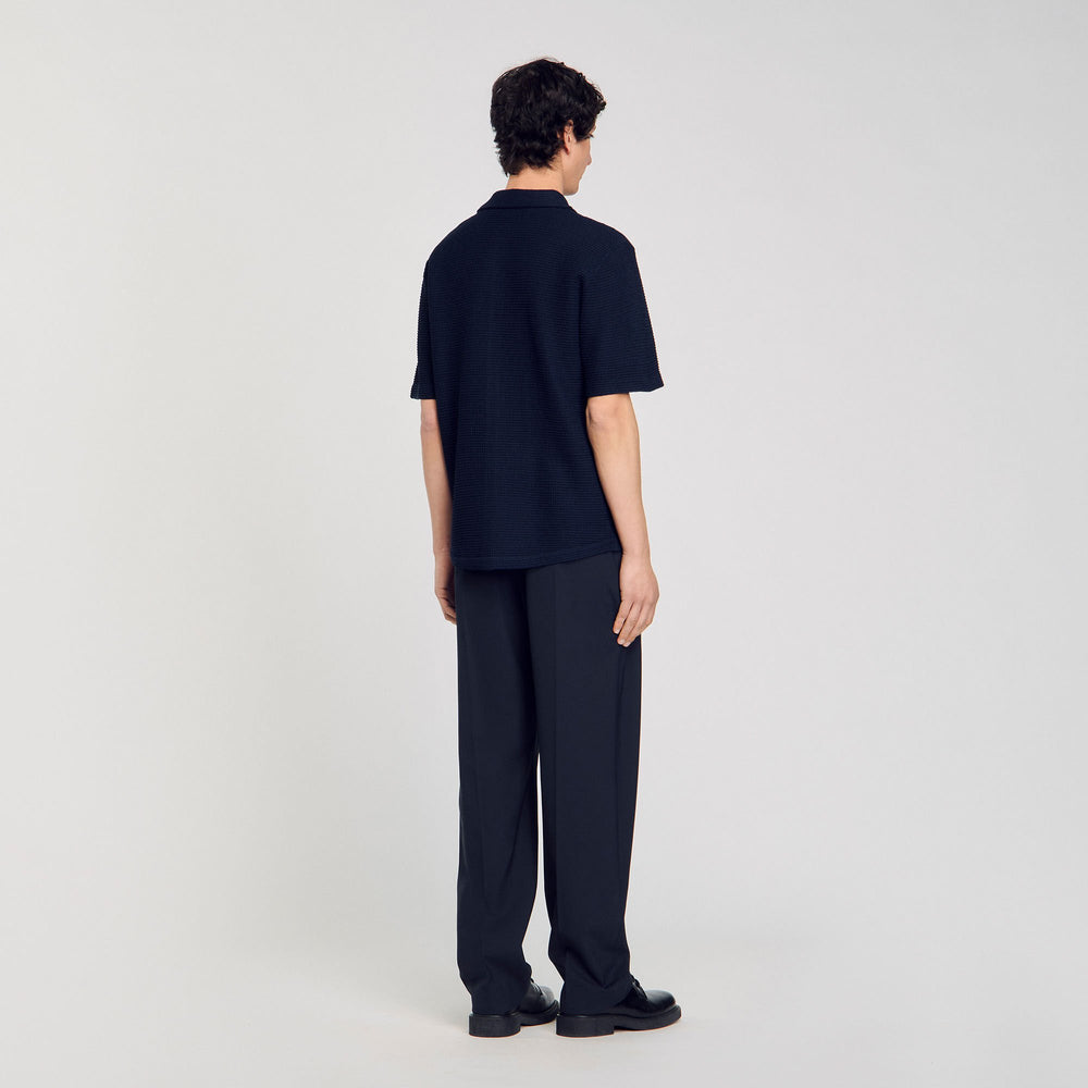 Waffled shirt Midnight Blue Sandro Men
