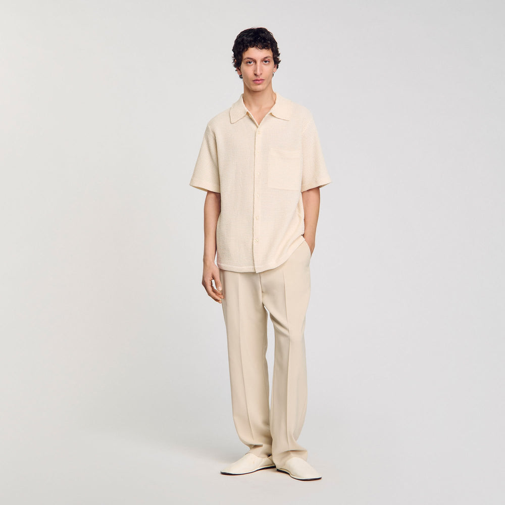 Waffled shirt Ivory. Sandro Men