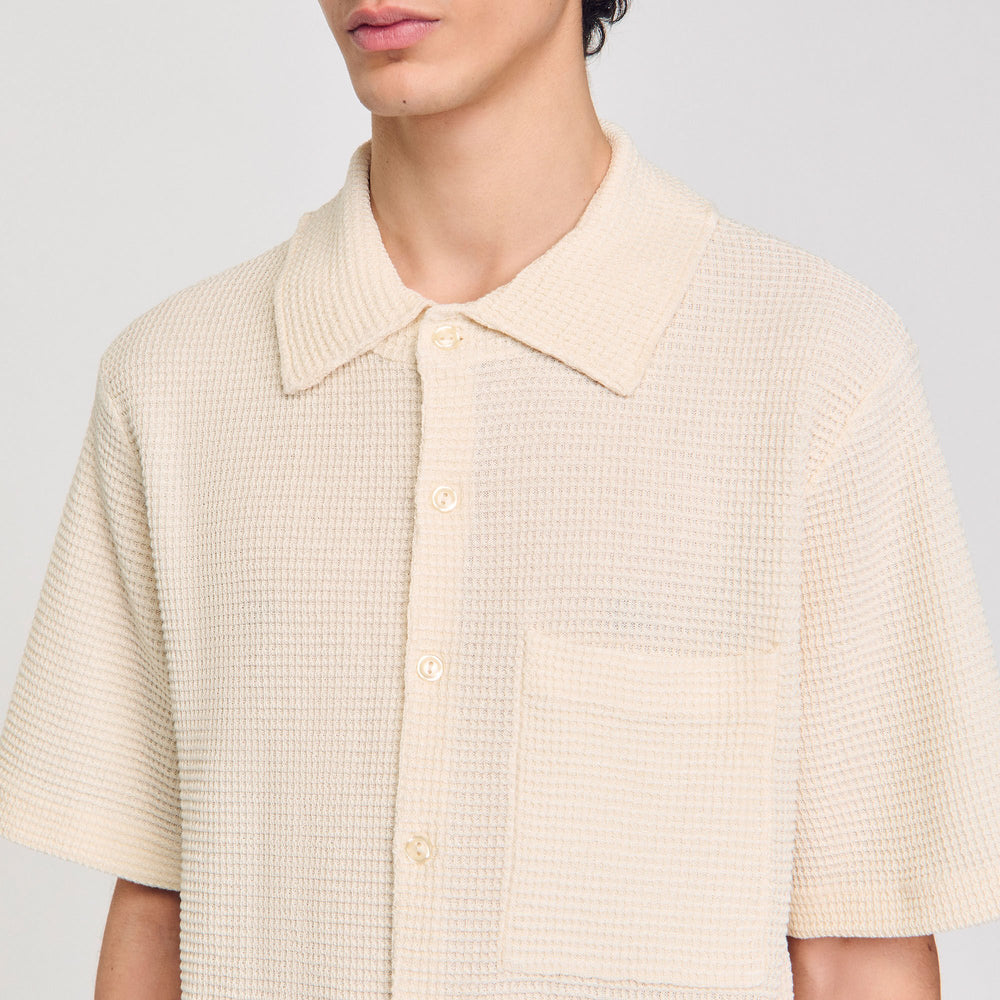 Waffled shirt Ivory. Sandro Men
