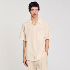 Waffled shirt Ivory. Sandro Men