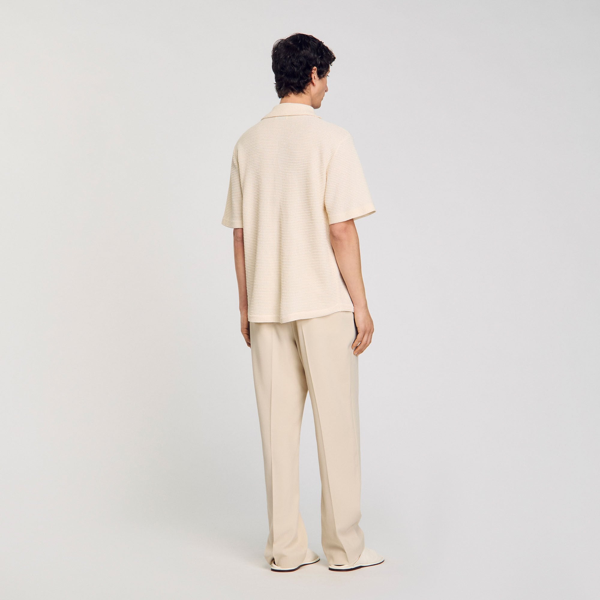 Waffled shirt Ivory. Sandro Men