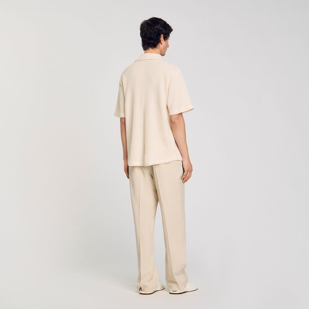 Waffled shirt Ivory. Sandro Men