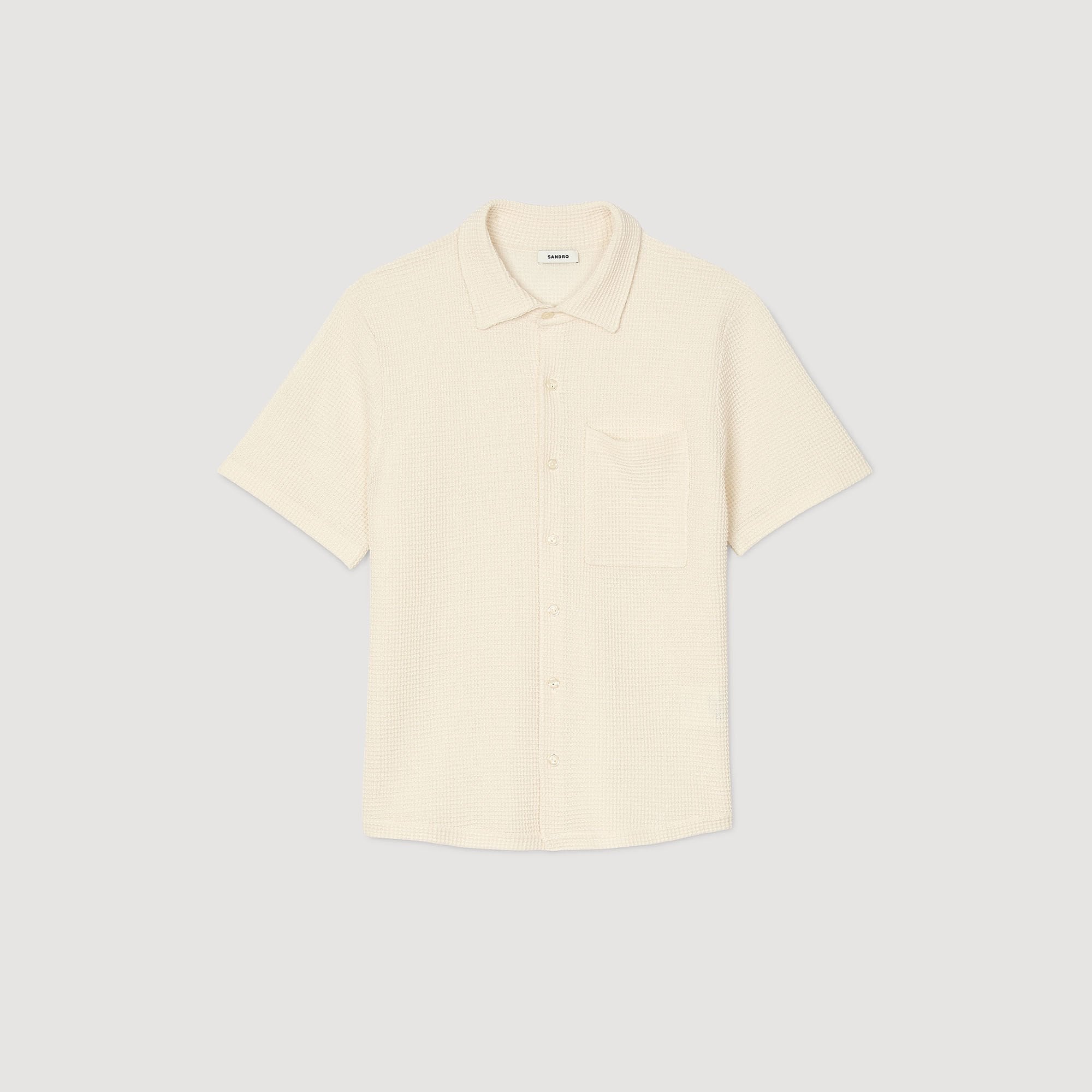 Waffled shirt Ivory. Sandro Men