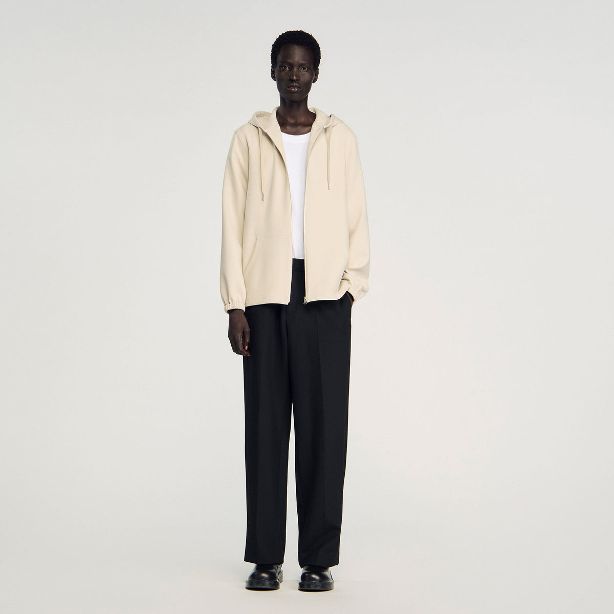 Hooded shirt jacket Putty Sandro Men