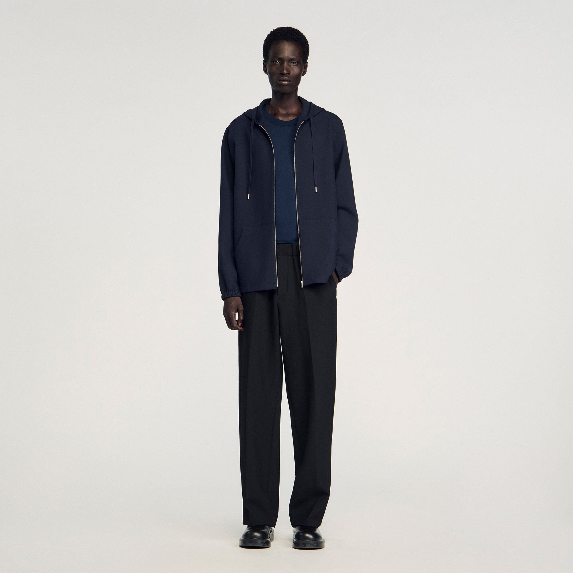 Hooded shirt Navy Blue Sandro Men