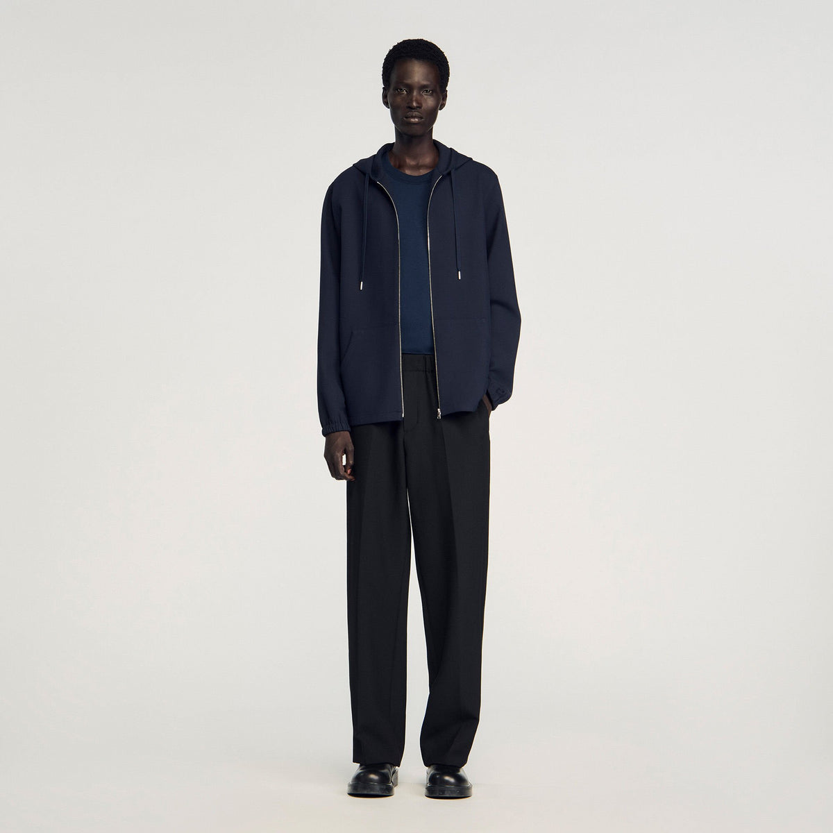 Hooded shirt Navy Blue Sandro Men