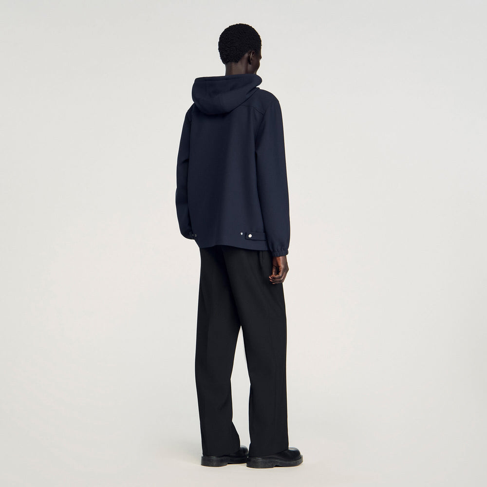 Hooded shirt Navy Blue Sandro Men